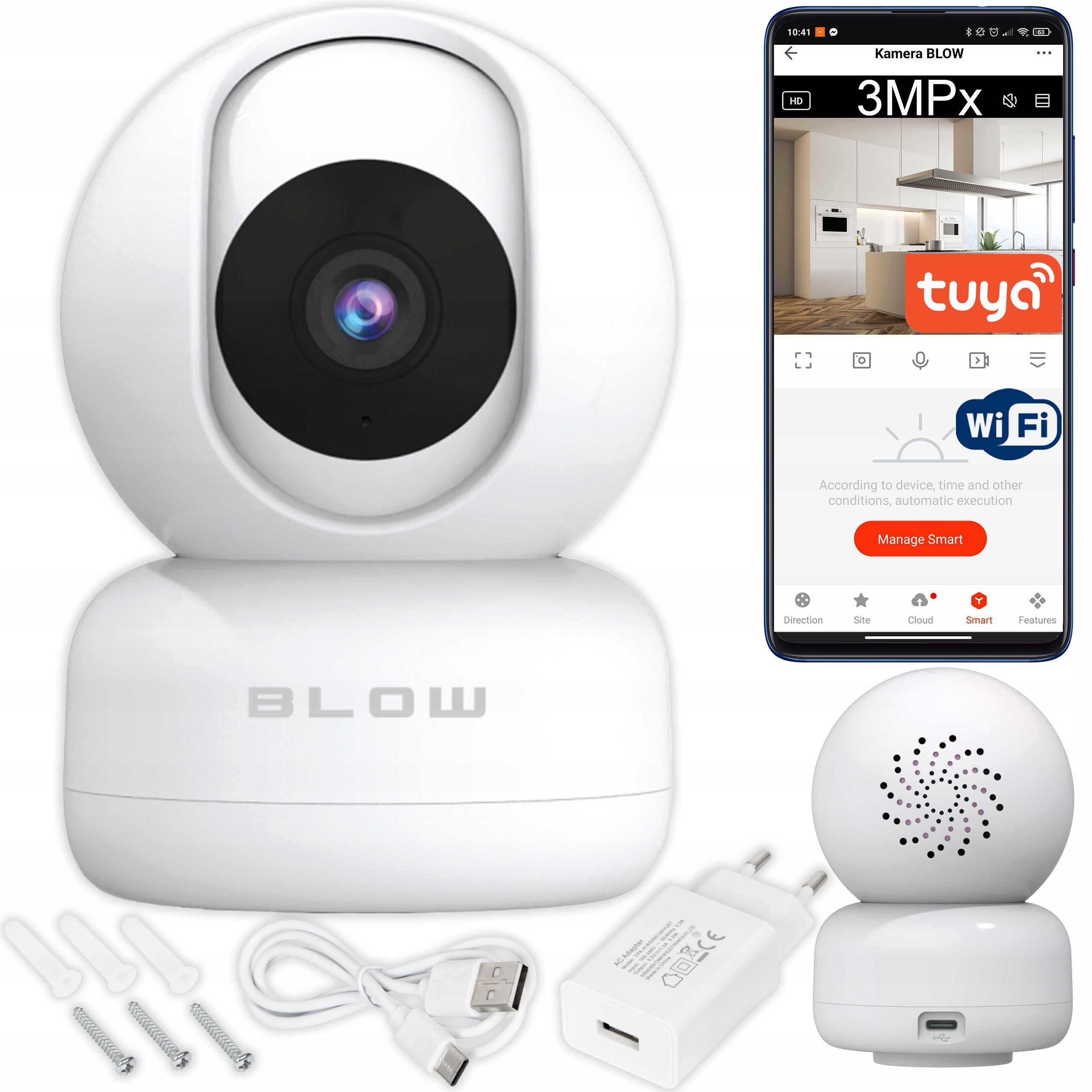 OBROTOWA KAMERA WIFI IP BLOW T-263v2 3MP ULTRA HD NIANIA ELEKTRONICZNA TUYA