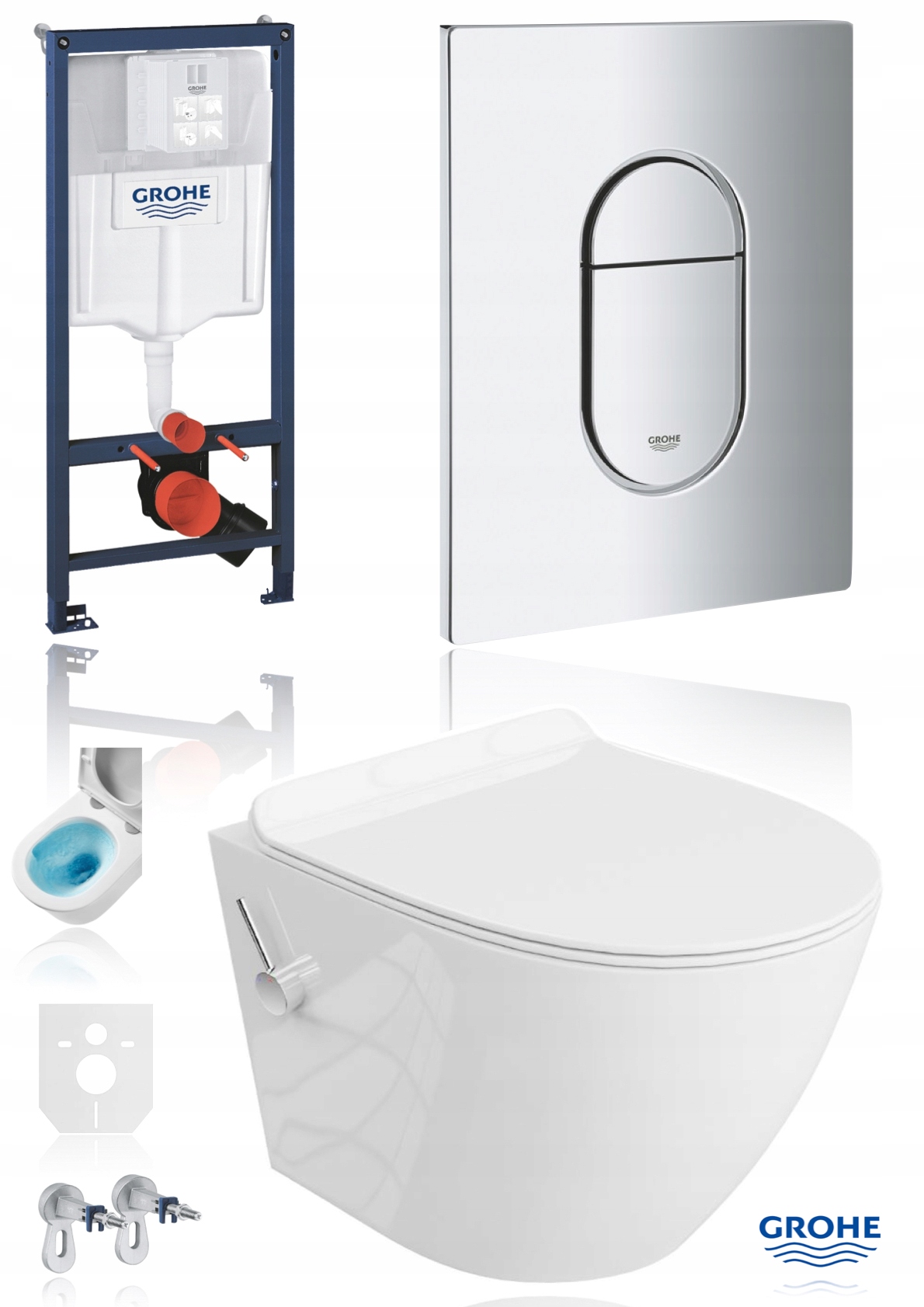 Grohe Solido Sl stelaż Pneumatyczny Wc miska wirowa bidet 2w1 Chrom Połysk