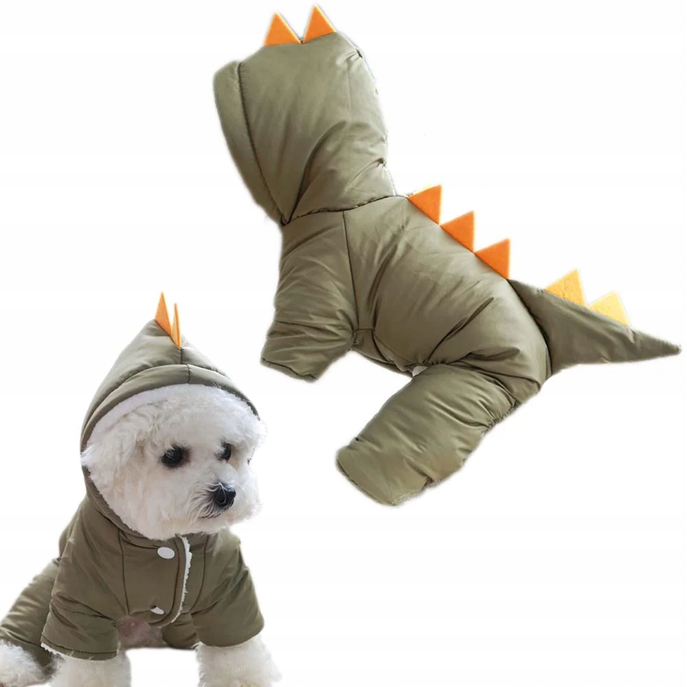 Oblečení Pro Psa Kombinéza Dinosaurus Kevin Teplá S Fleecem Xs Zelená