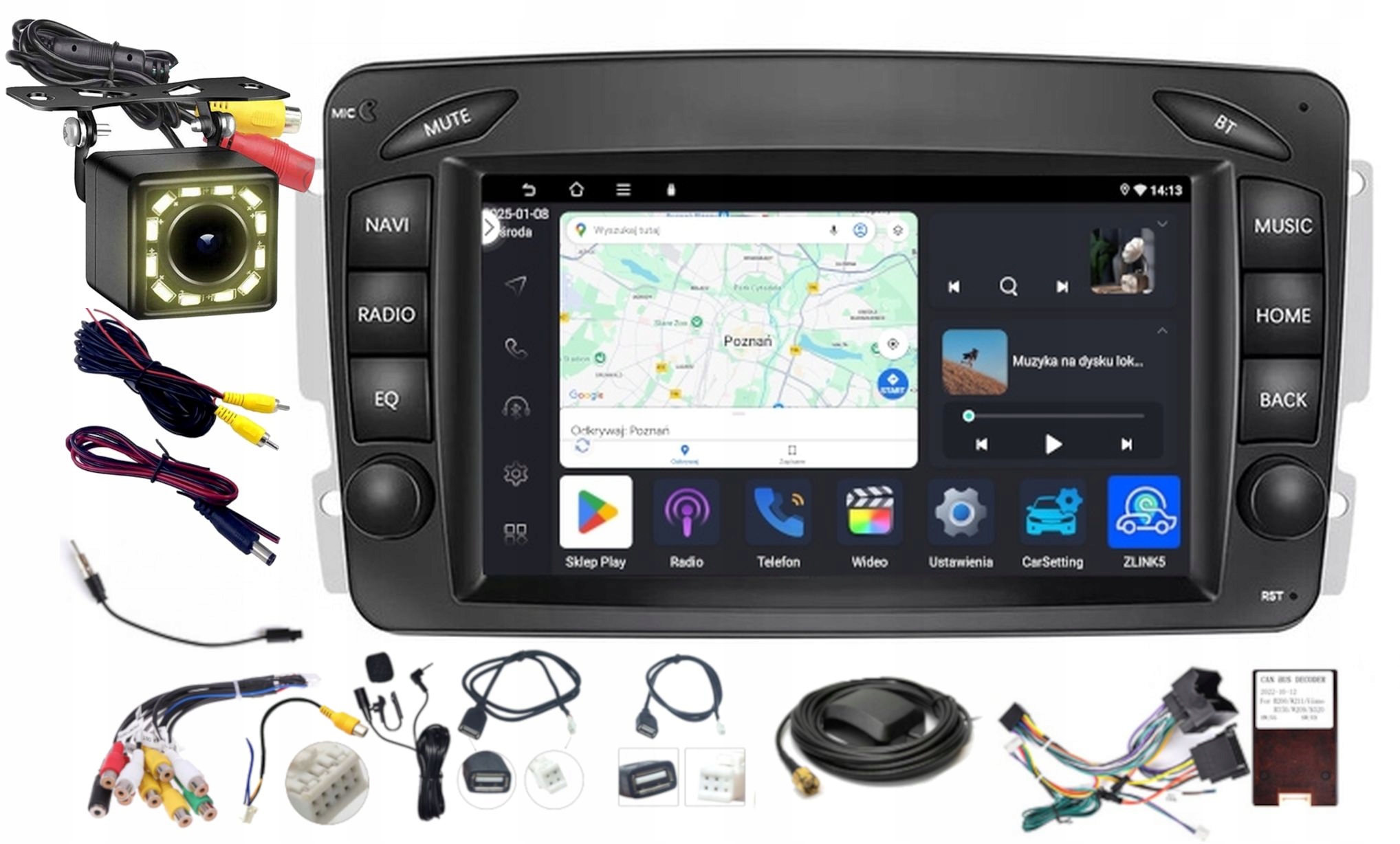 Rádio Navigace Gps Android Mercedes W203 W639 W209 Carplay Wifi Usb Mapy