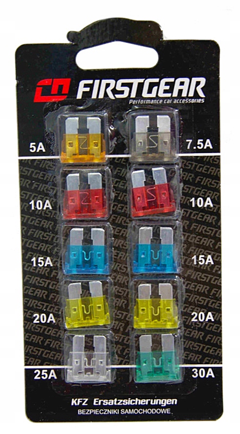 10 SZT. SAMOCHODOWE BEZPIECZNIKI PŁYKOWE DUŻE T6X0