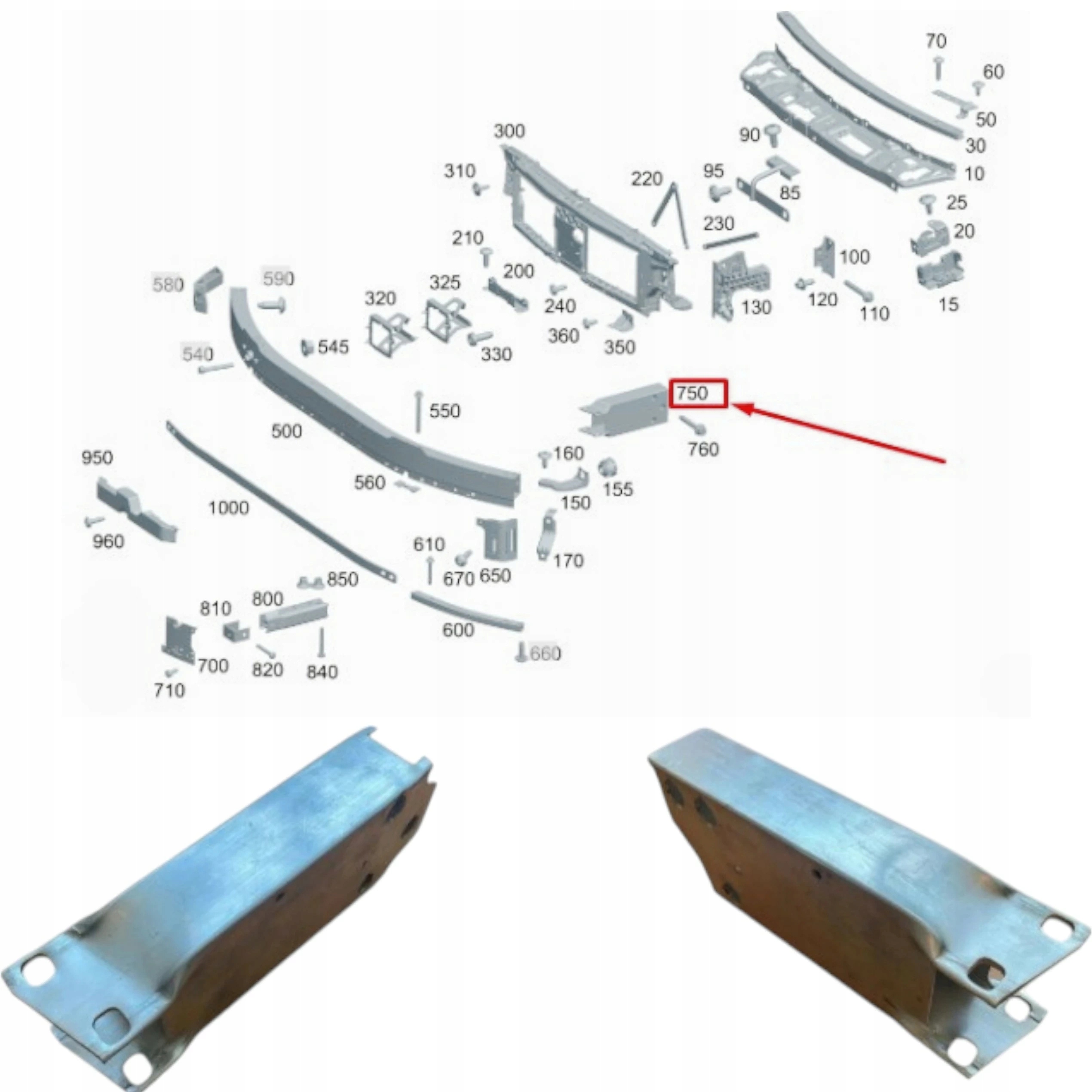 Zóna Zgniotu Pravá Levá sedlovka nosník nárazníku Mercedes C W206 S206 21+