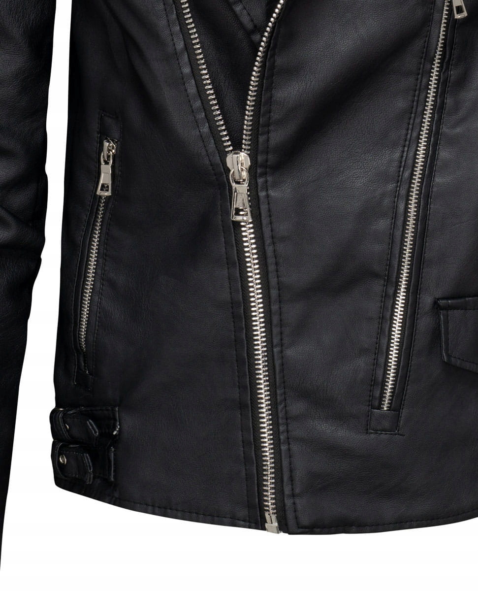 Kurtka skórzana ramoneska męska czarna - M Rozmiar M