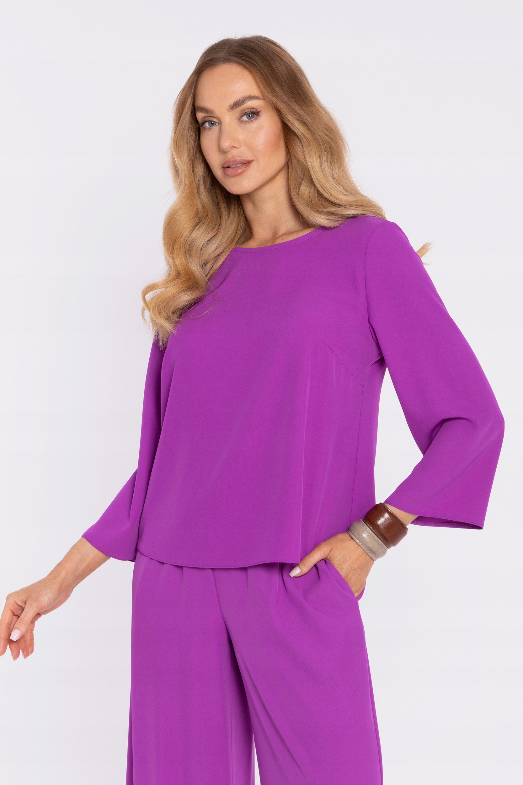 Dámské Tričko Tričko Elegantní Volné Rukávy Fialová 44 XXL