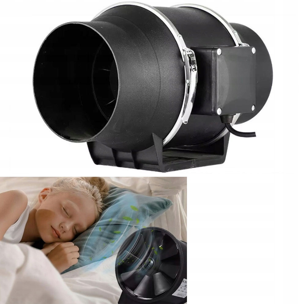 Kanálový Ventilátor 100 Tichý průmyslový odtahový pro garáž 30W