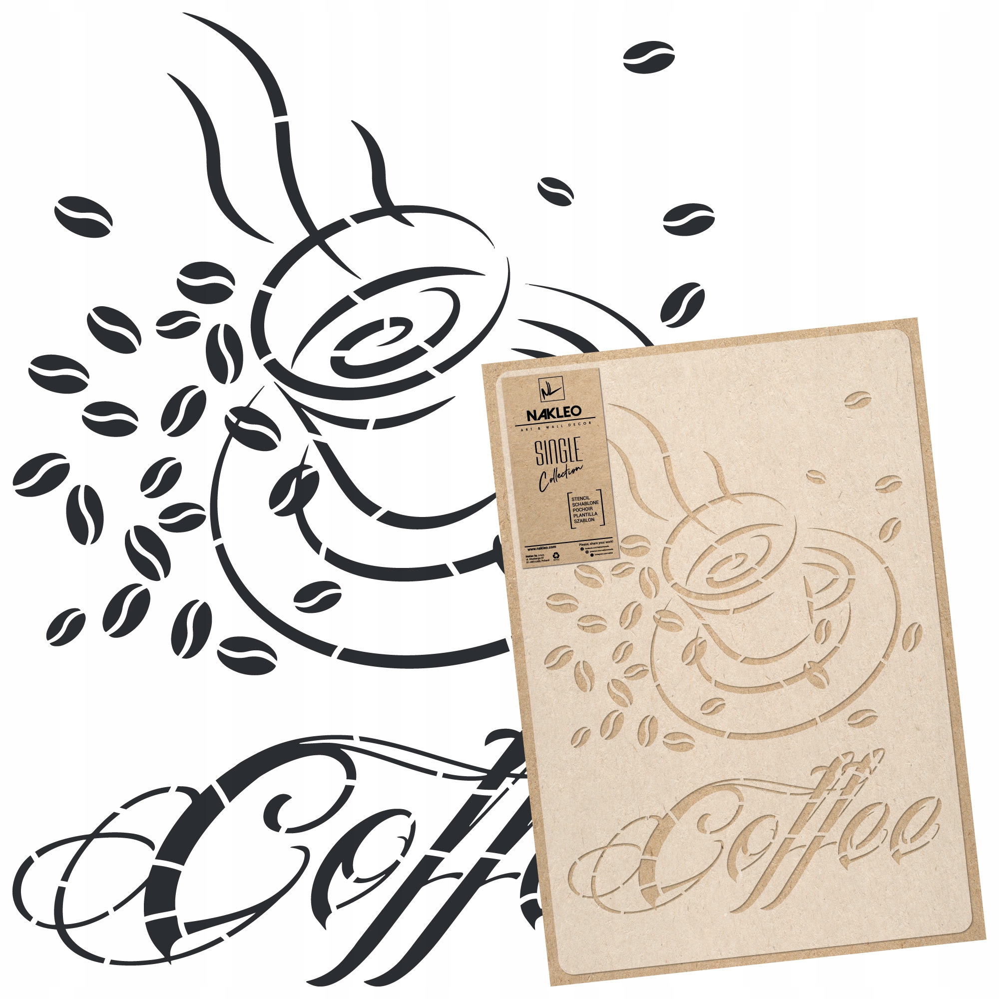 Malířská šablona Vícenásobná L 59x95 cm Vzor Kávy Kávové Logo Šálek Káva