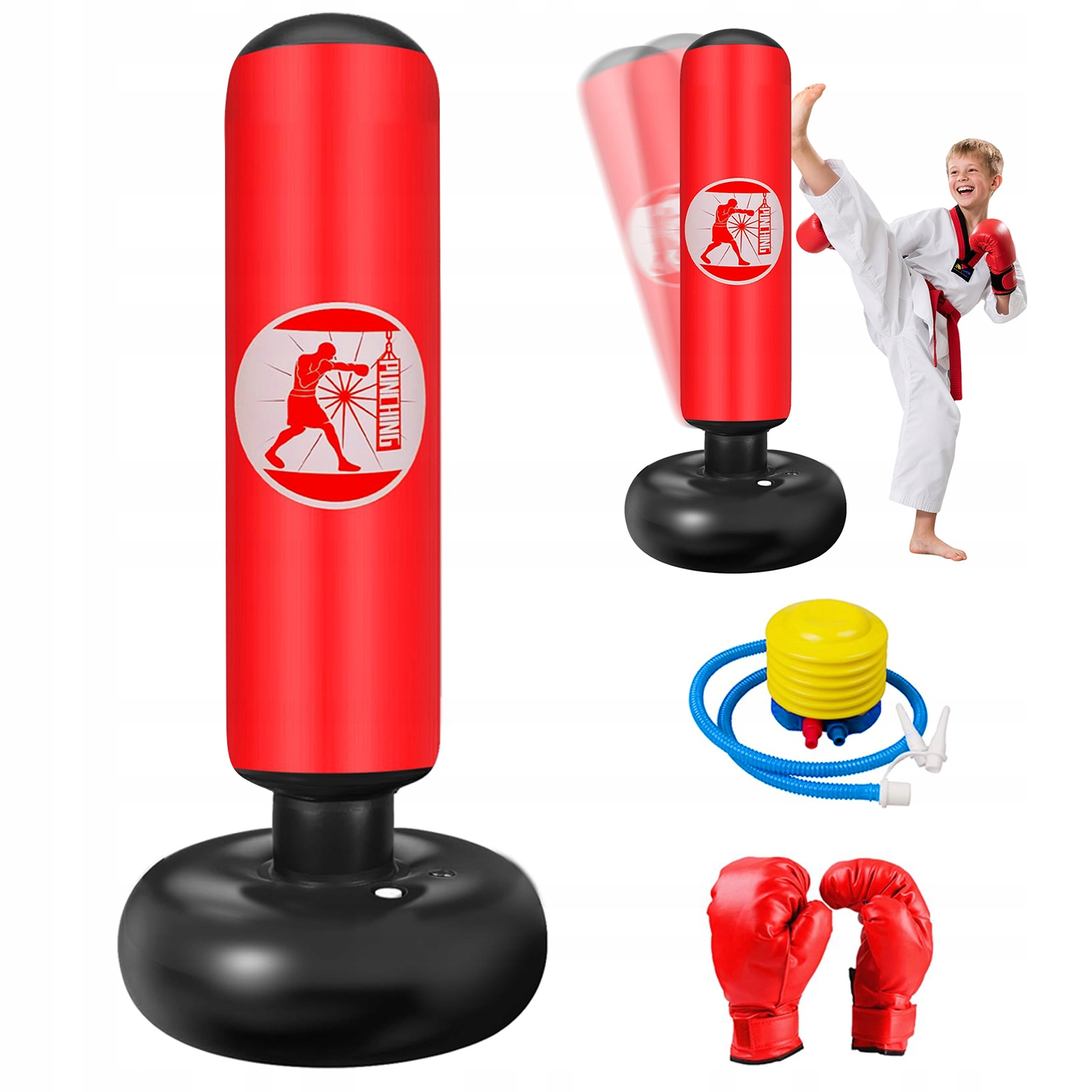Worek Bokserski 160CM Dla Dzieci I Doroslych Stabilna Podstawa Trening