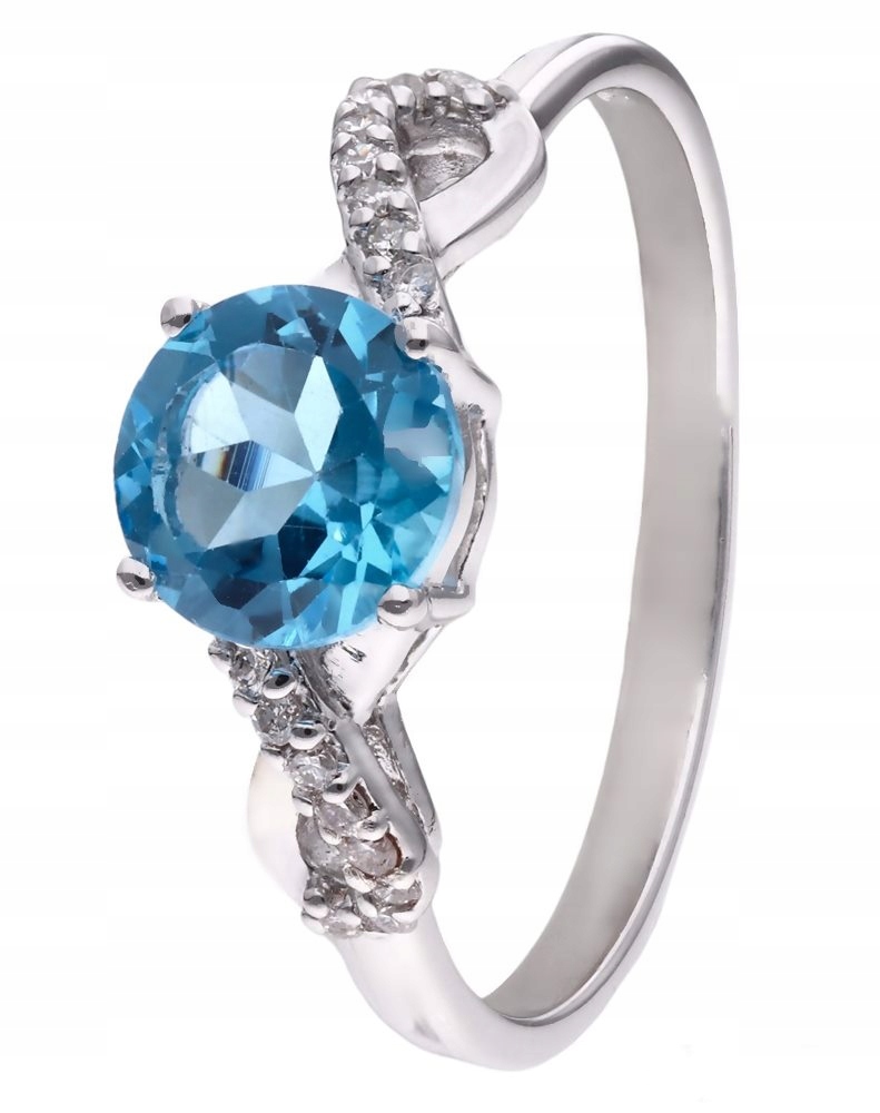 Prstýnek Ag 925 topaz swiss blue s diamantem CVD-3441-R-BTS vel. 14