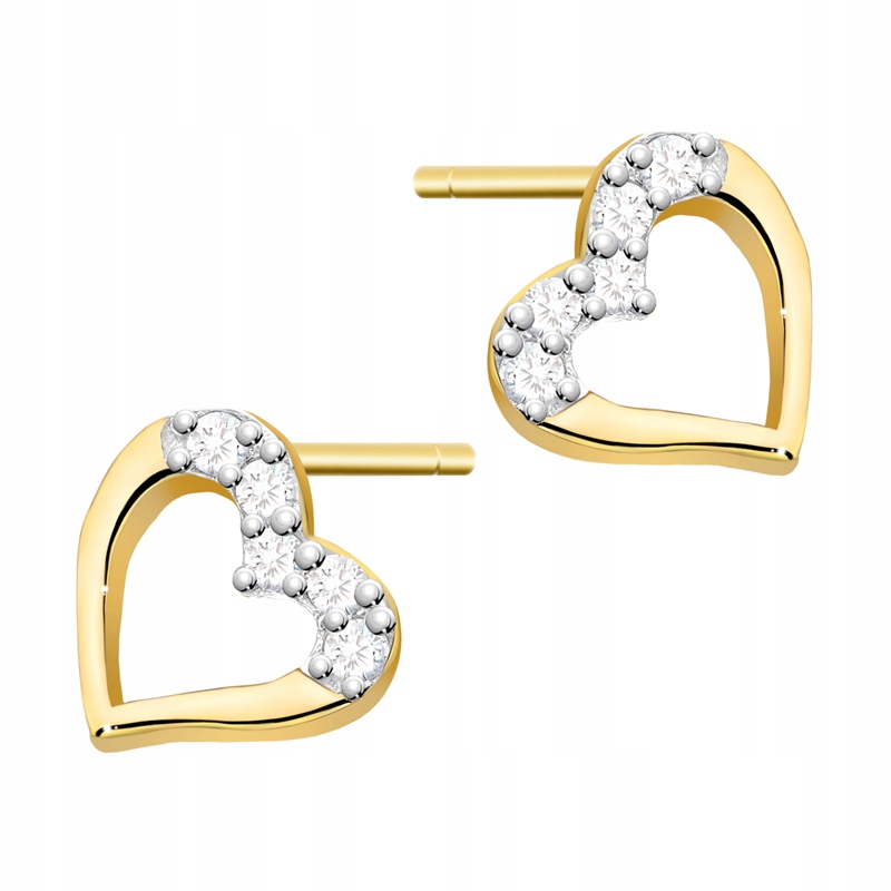 Zlaté Náušnice pr. 585 Srdce s Brilianty 0,08 ct