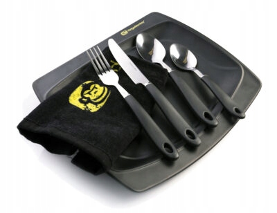 Ridge Monkey Zestaw Talerz,Ręcznik+Sztućce Sq DLX