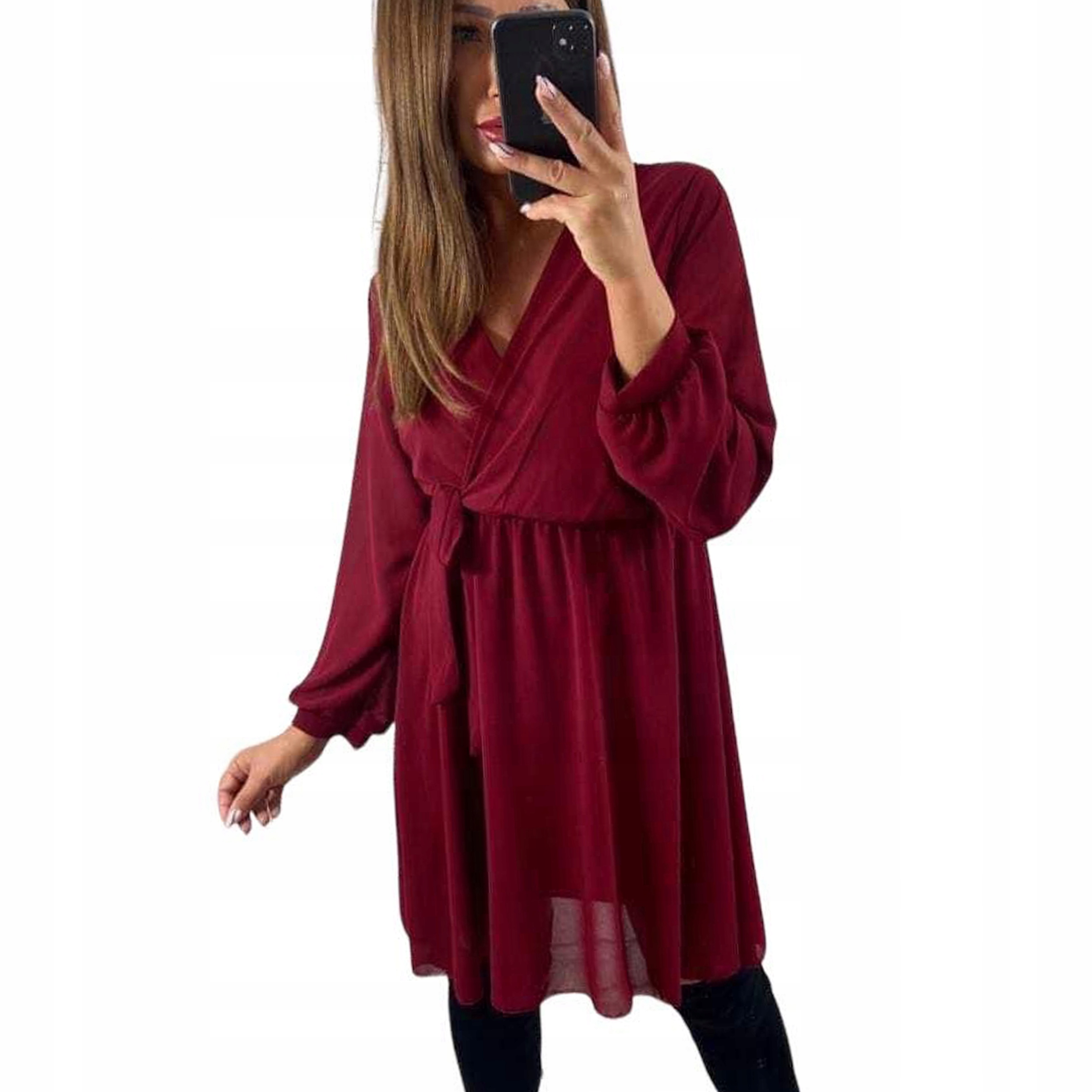 V954 Elegantní Šaty Perla Bordó vel. 38 (M)