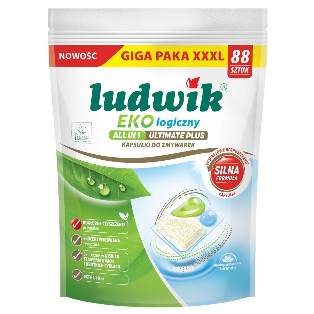 Kapsułki do zmywarki szybkie rozpuszczanie Ludwik Eko All in 1 88 kapsułek