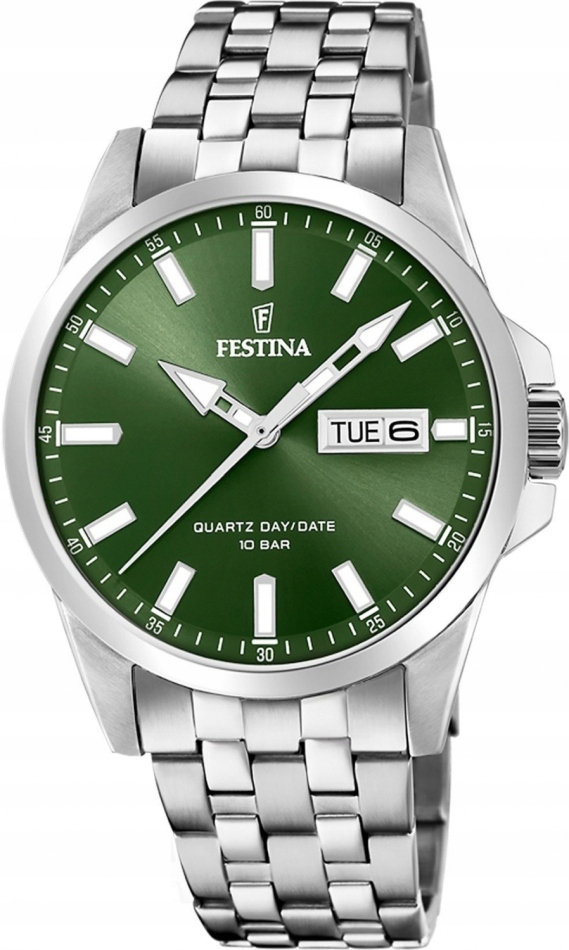 Pánské klasické zelené hodinky Festina 20357/5 na plavání