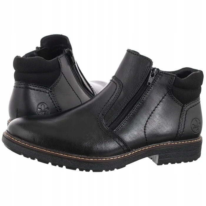 Pánské kožené Kotníkové Boty Rieker černé kotníkové boty 33151-00 černé