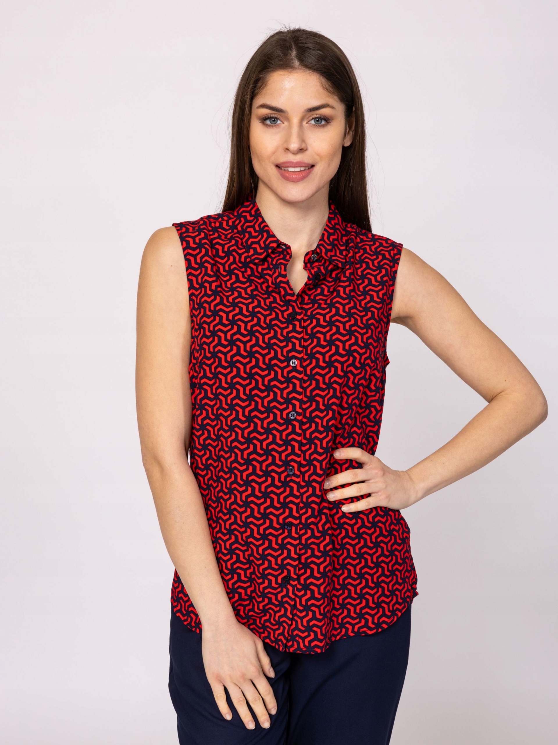 Heavy Tools Dámská Halenka Bez Rukávů RUANNAS25 Geometric Červená Xs