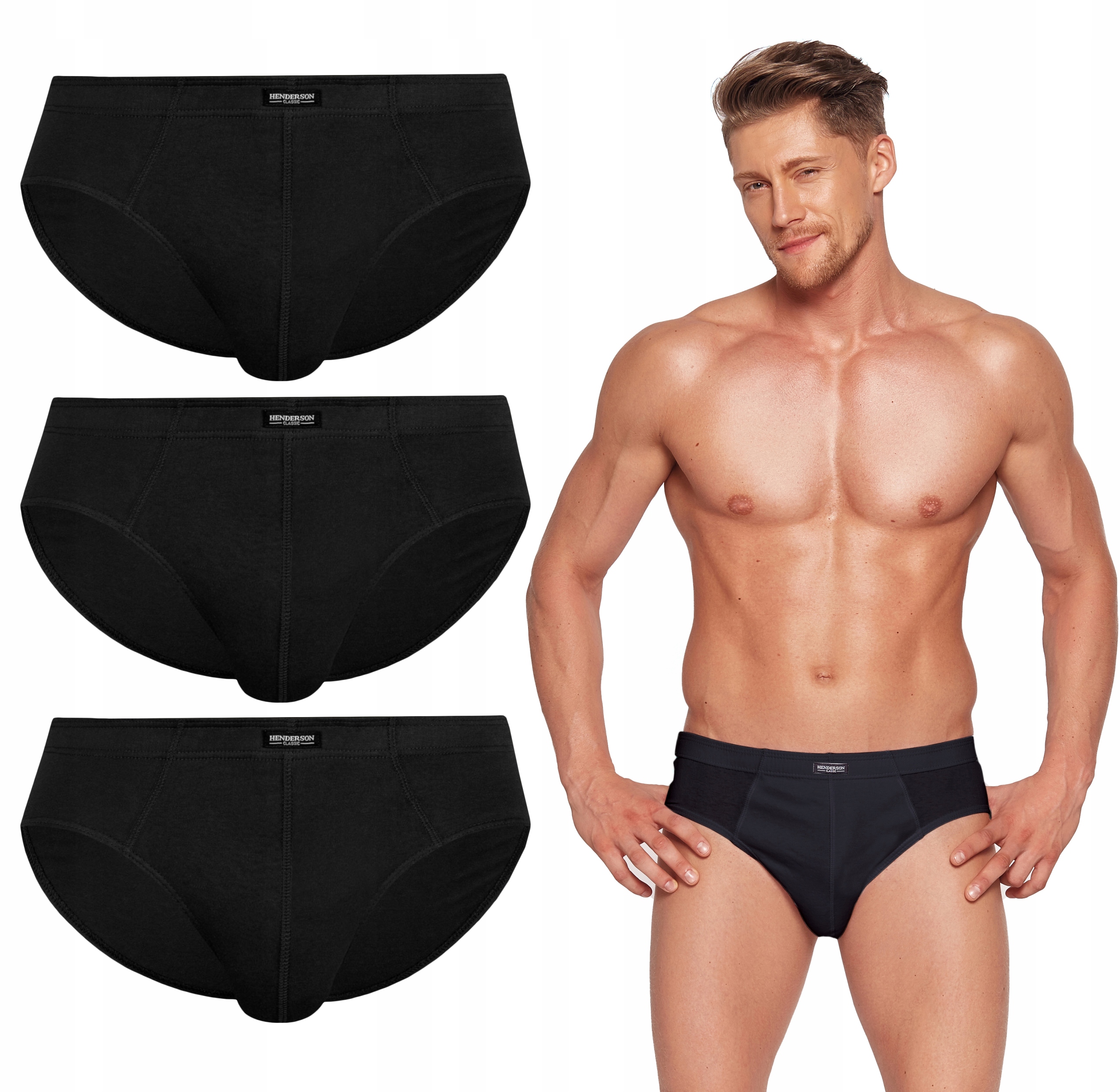 

Slipy Męskie Henderson Bawełniane Czarne 3-PAK XL