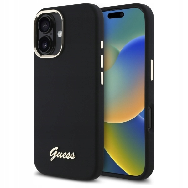 Pouzdro Guess GUHCP16SSMBSLK pro iPhone 16 6,1" černé/černé, pevné silikonové