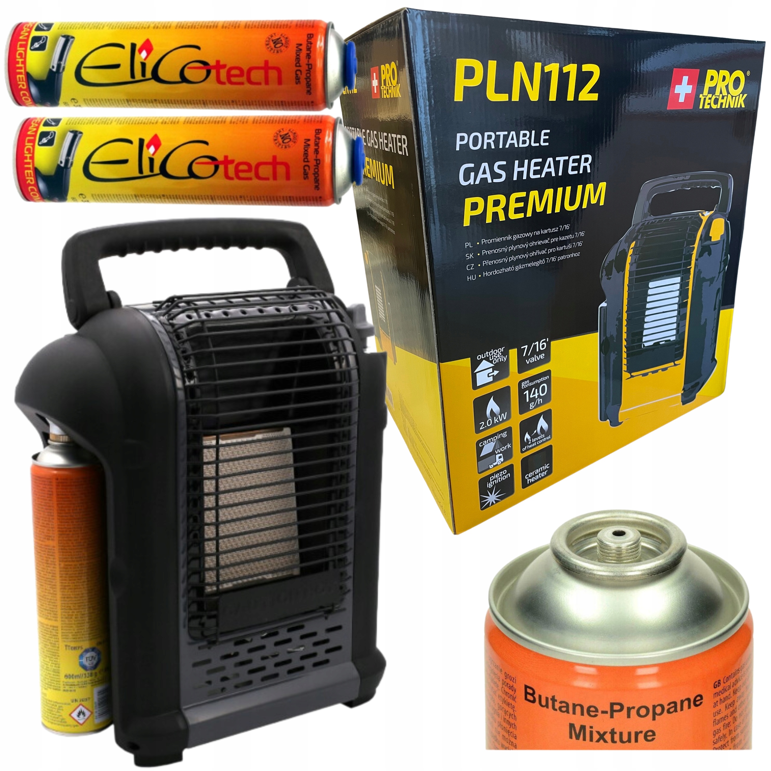 Plynová Pec Ohrievač Na Plyn Slnečník Pálnik Žiarič 2 kW 2 kartuše