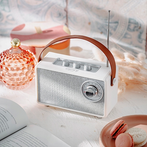CR 1902 White Radio FM z Bluetooth - USB-C, TWS, AUX, SD