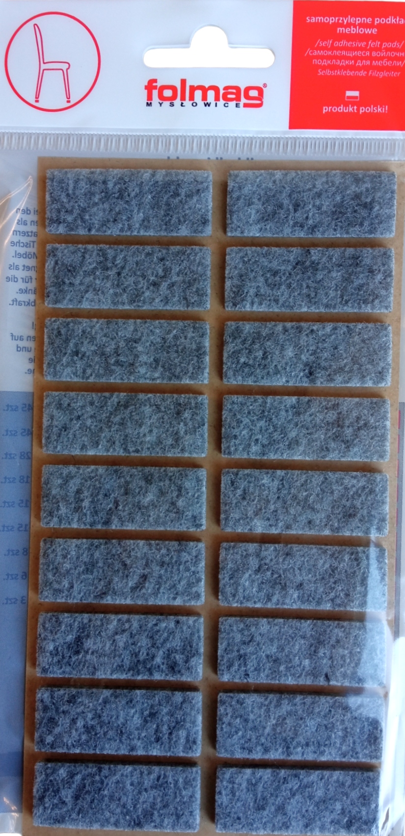 

Podkładki filcowe samoprzylepne Szare –15x40mm