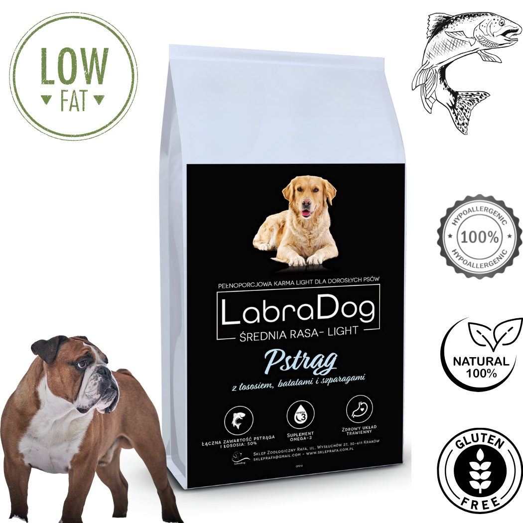 Levně LabraDog Superfood Light Hypoalergenní pstruh pro psy po sterilizaci 2 kg