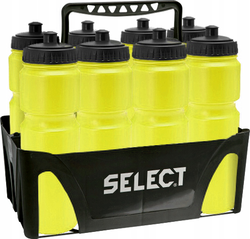 Zestaw Sportowy Koszyk Select 8 Bidonów Żółtych 840 ml