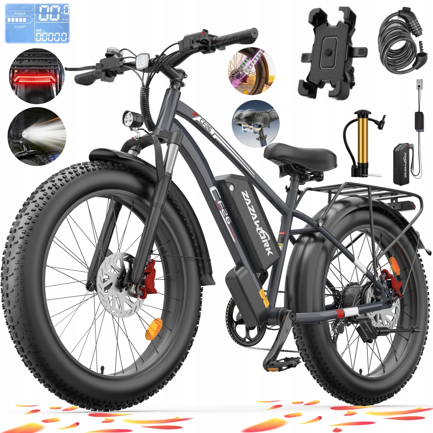 Elektrické pánské/dámské vozidlo Zazawork CF26 1500W 48V 20AH 50KM/H 120km