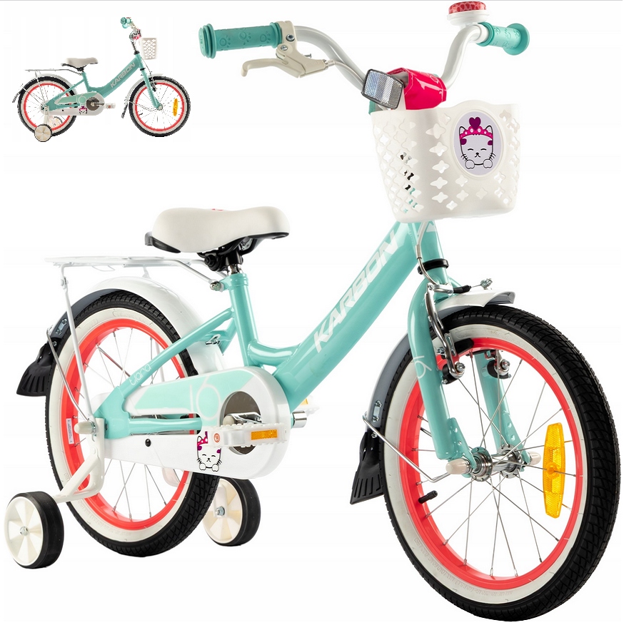 Rower dziecięcy Karbon Tiara 16" miętowa Prowadnik