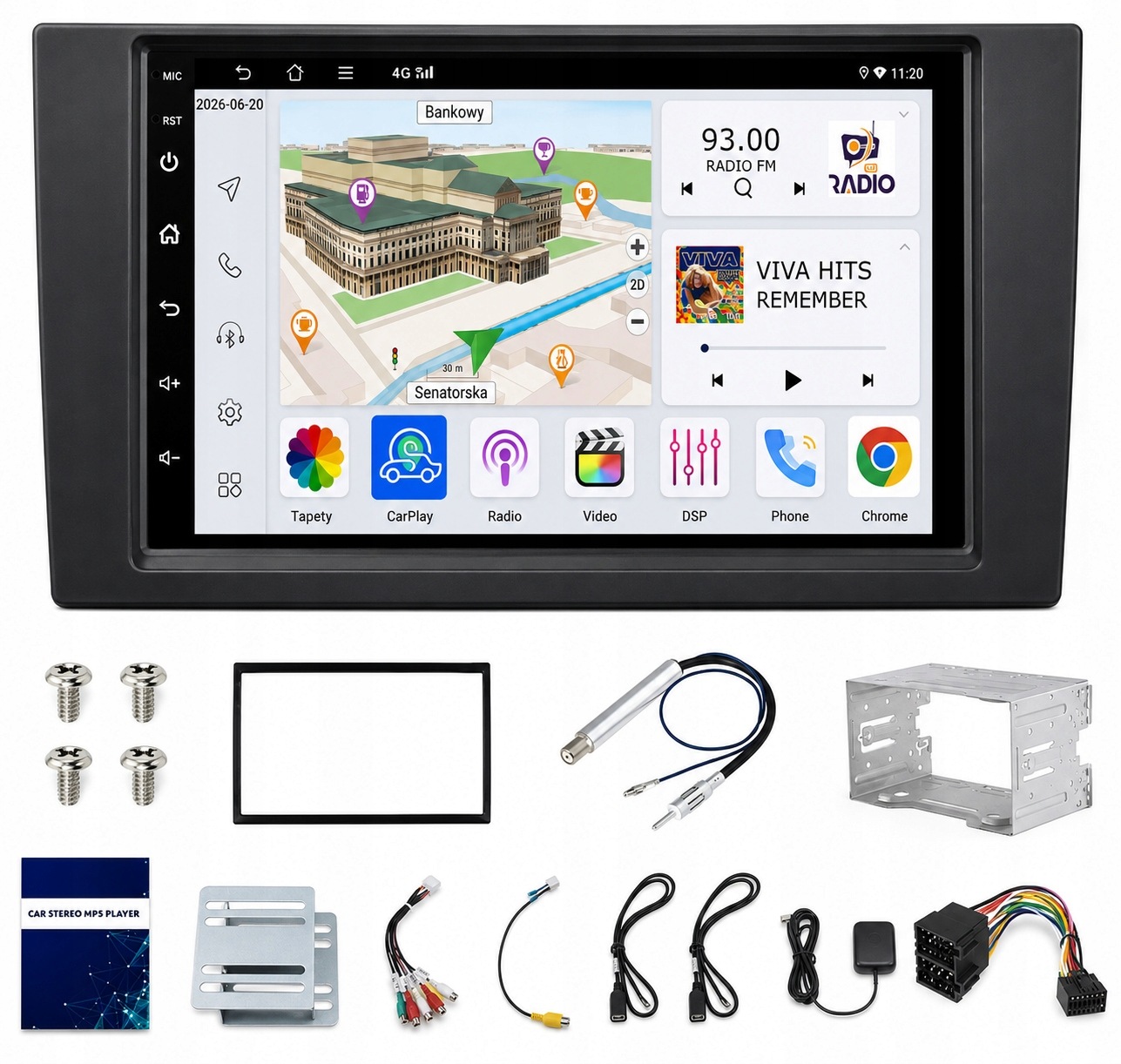 Rádio Navigácia Carplay Android Audi A4 B6 B7 2002-2008 Usb 4GB 64GB