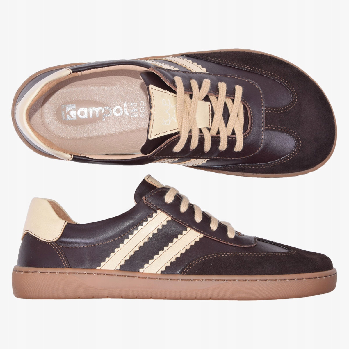 Buty Damskie Barefoot Skórzane Minimalistyczne Szerokie Brązowe Kampol 39