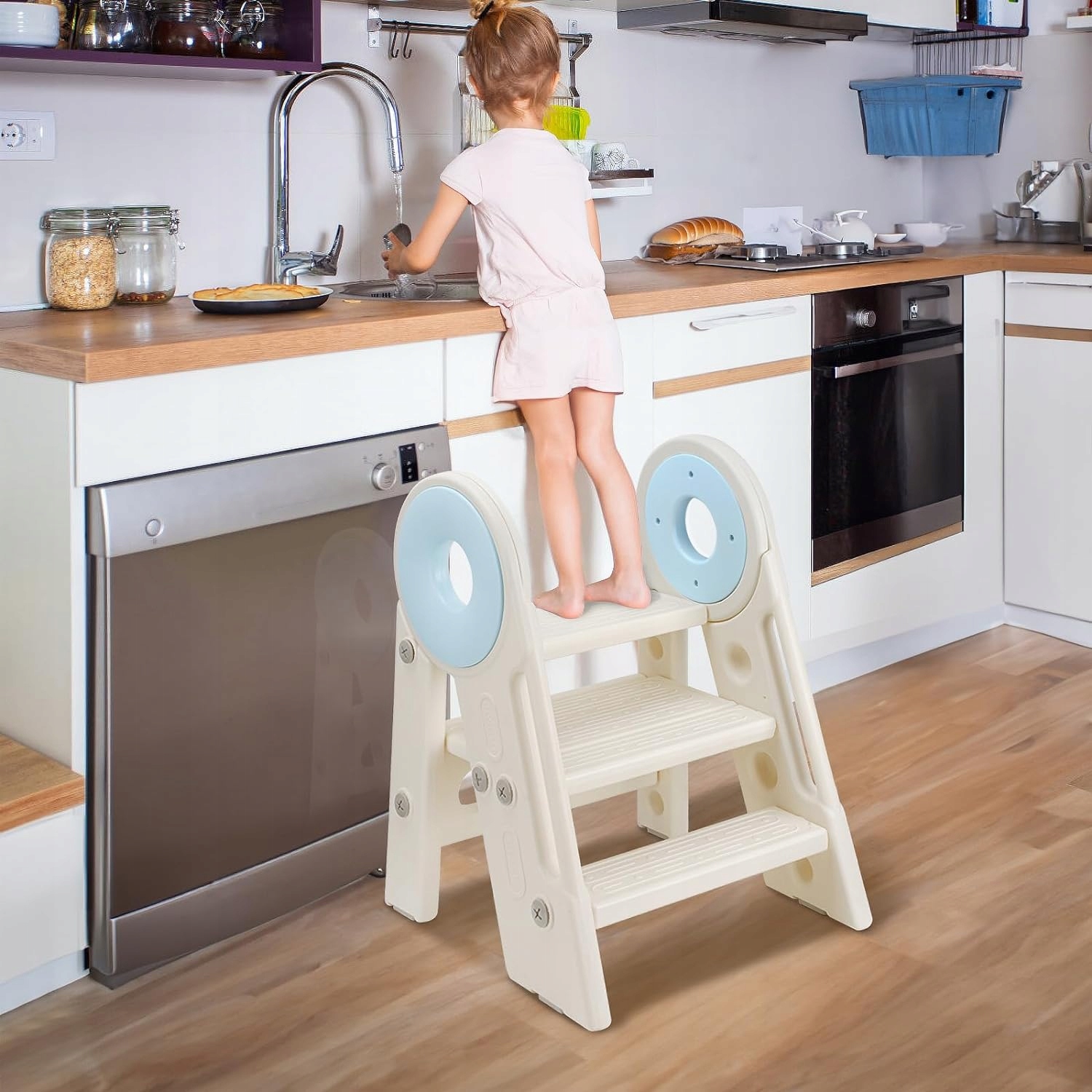 Schodki podest podnóżek łazienkowy pomocniczy stopień stopnie 3-poziomowy Kolor biały