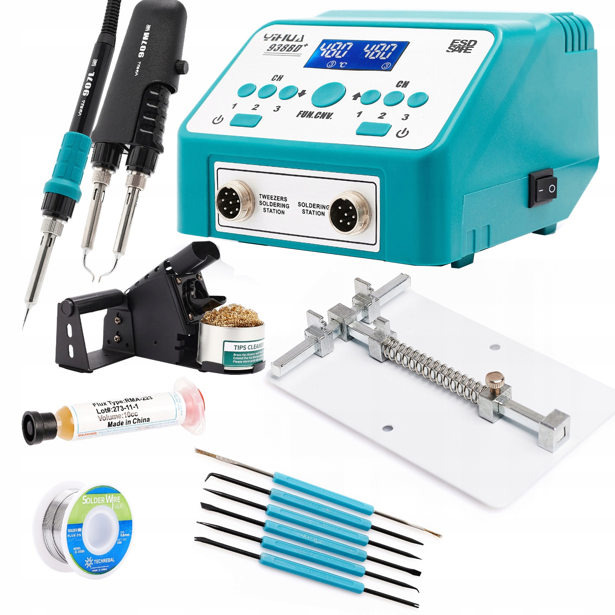 Pájecí Stanice Termopinzetová Páječka Yihua 938BD+ Tavidlo Cín Držáky Pcb