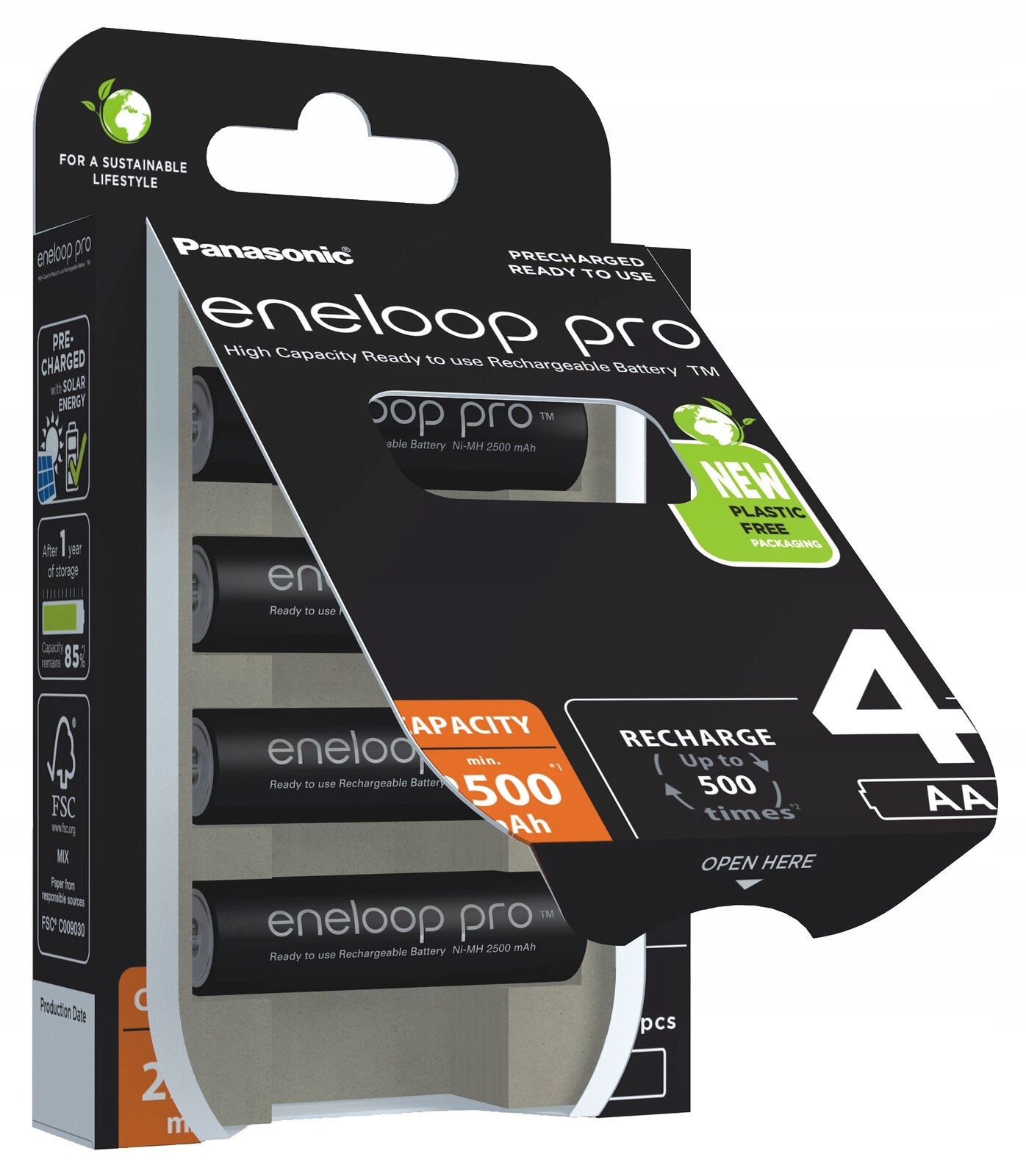 Akumulatorki NiMH AA 2500 mAh eneloop Pro 4 Sztuki Pojemność akumulatora 2500 mAh