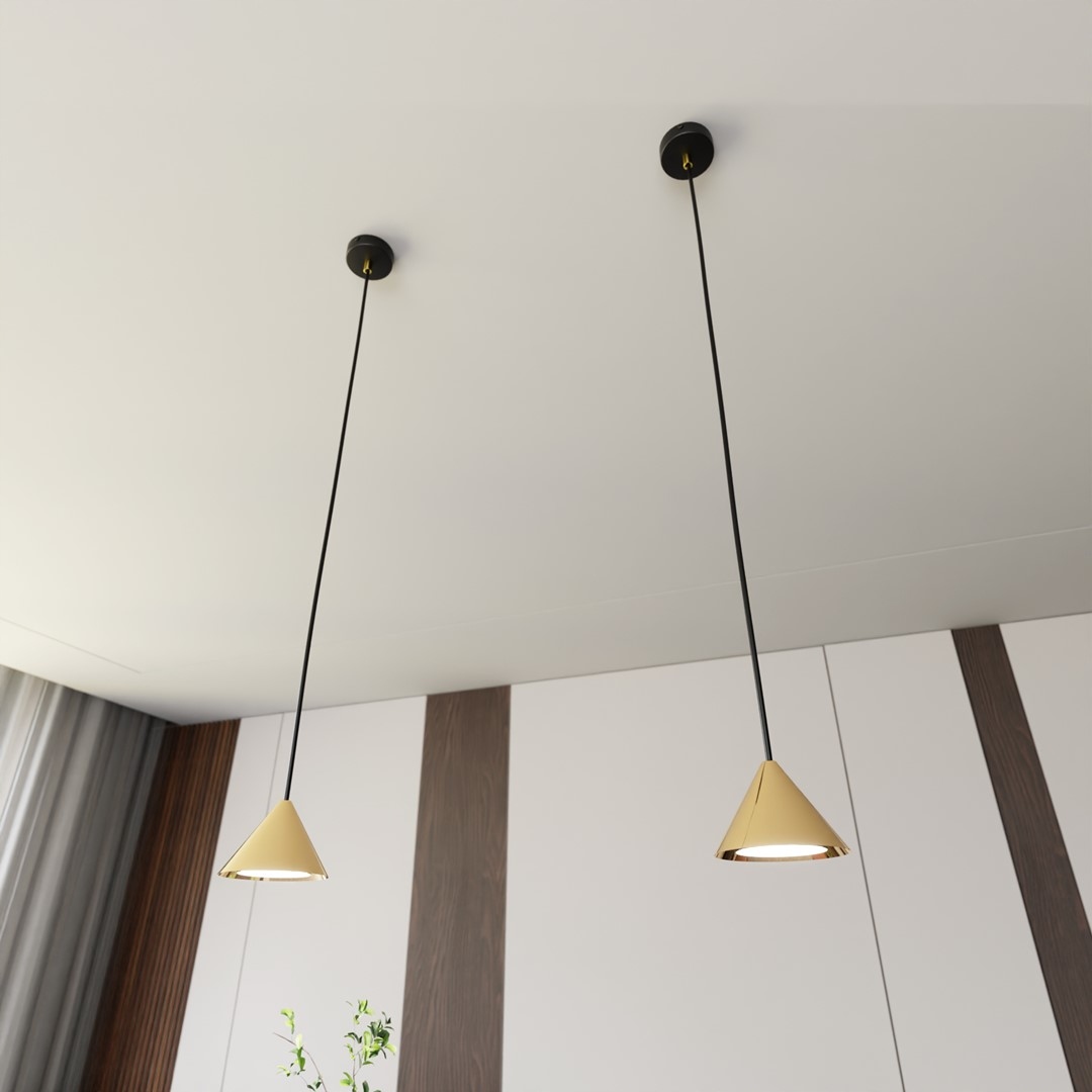 Emibig Elit 1 Bl Gold Závěsná lampa s převisem Ocel, práškově lakovaná, černá