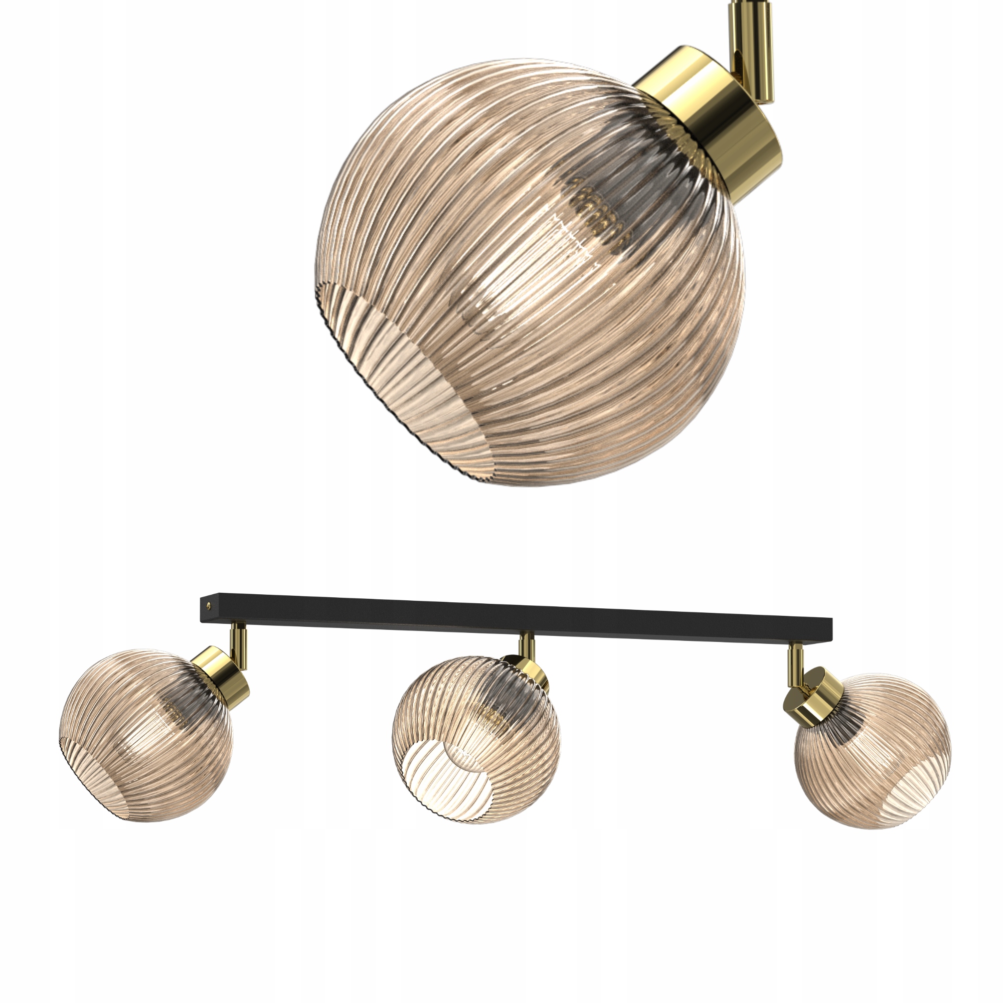 Stropní Svítidlo Stropní Svítidlo Skleněná Lampa Pruhy E27 Medové Stínidlo 3PKT Polska