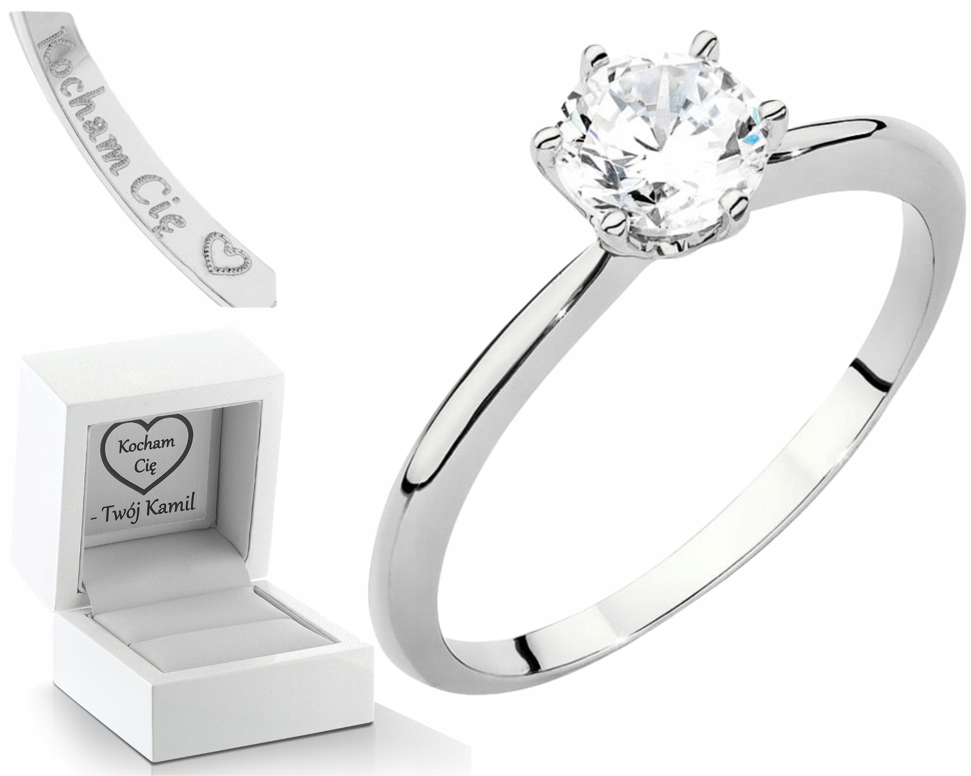 Bílé Zlato Klasický Prstýnek Diamantová Lab 0,70 Ct Drť 585