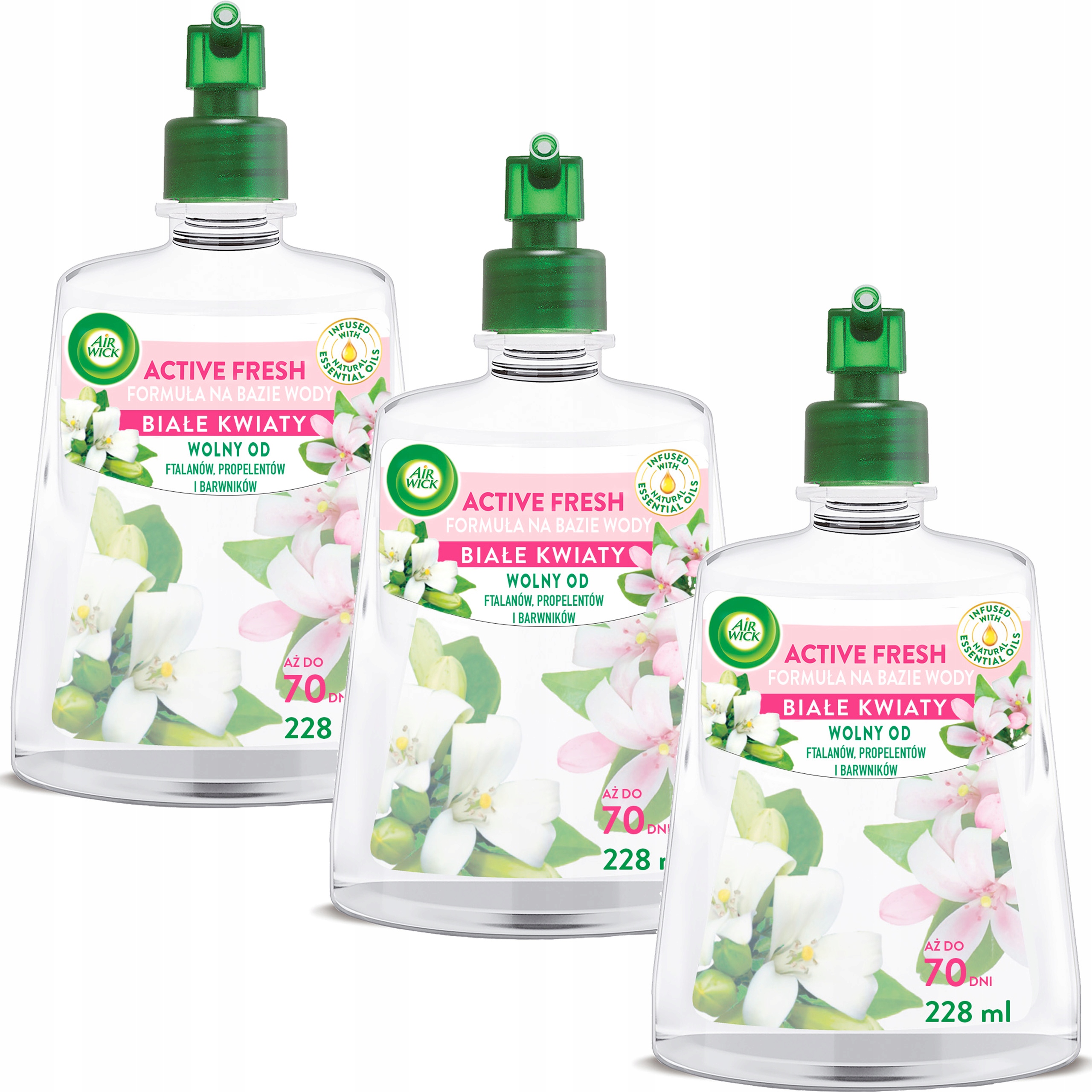 Air Wick Active Fresh Náplně do osvěžovače vzduchu Bílé květy x3 228 ml
