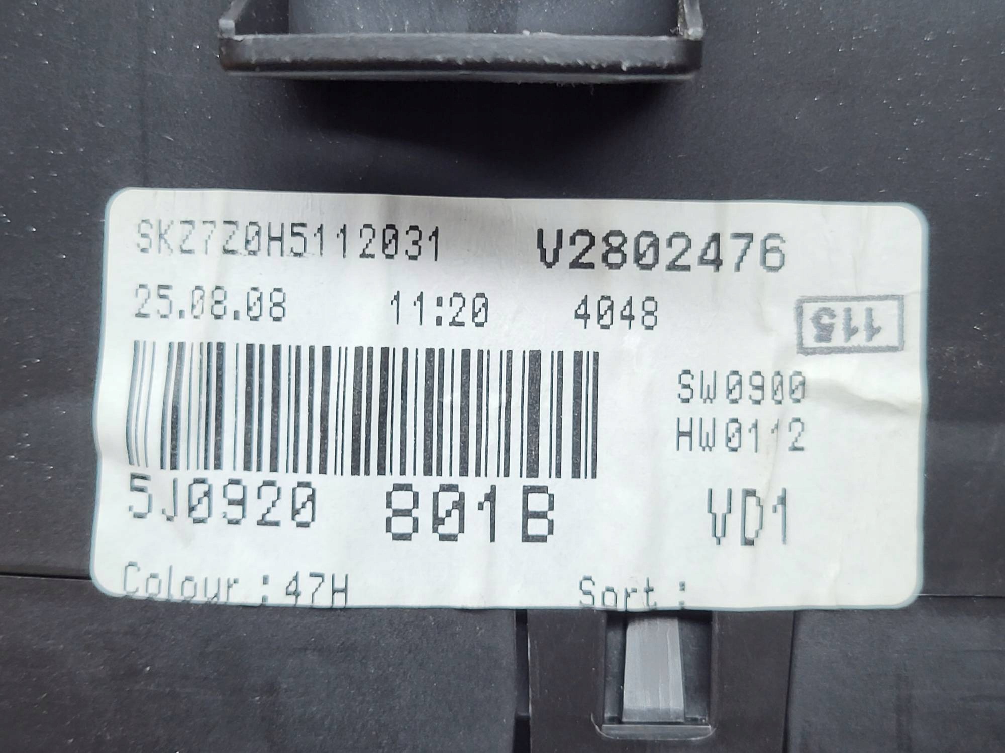 dials SKODA FABIA II 1.2B 5J0920801B 206tys europa