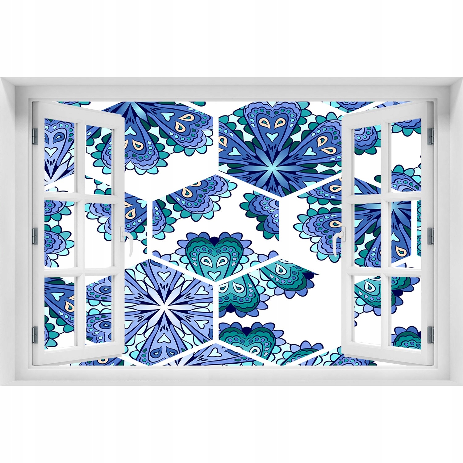 

3D Okno Naklejka na ścianę Elementy mandali 120x80