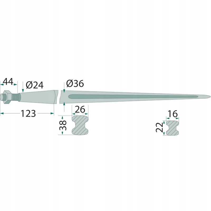 Ząb prosty z nakrętką 810mm M22x1,5 430700802PL Numer katalogowy części 679430700802