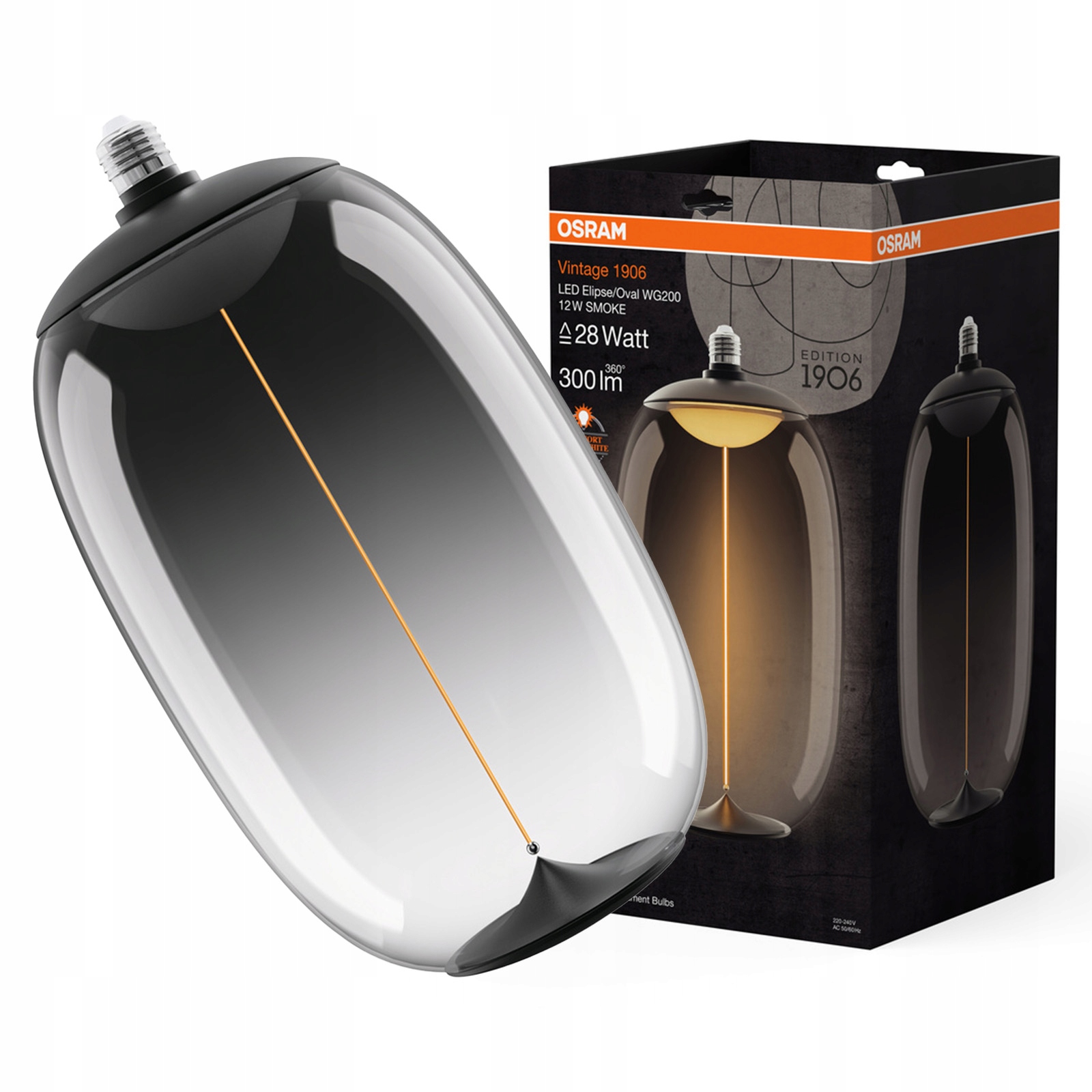 Led dekoratívna žiarovka E27 12W Dymová filamentová stmievateľná Vintage 1906