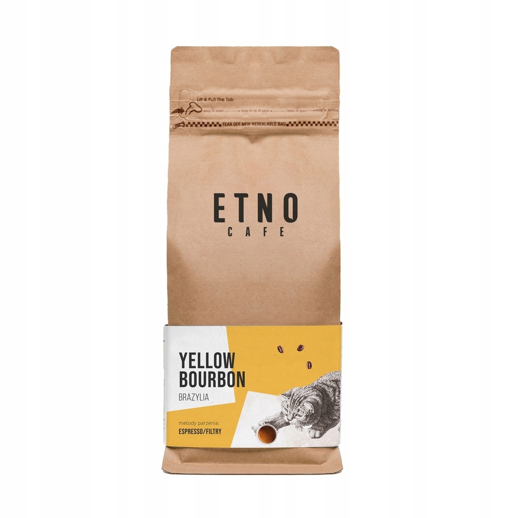 Levně Káva Zrnková Arabica Etno Cafe Yellow Bourbon Brazílie 1KG