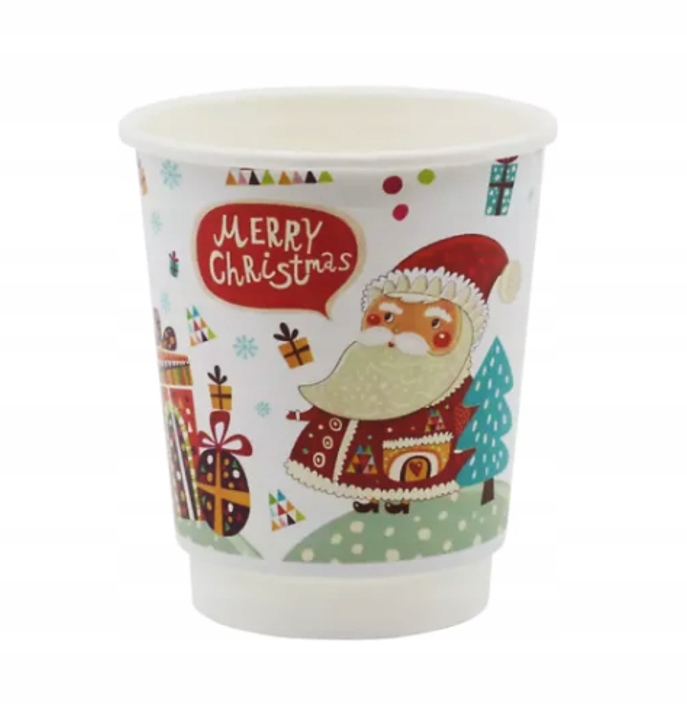 

Kubki świąteczne z Mikołajem papierowe 300ml 25szt