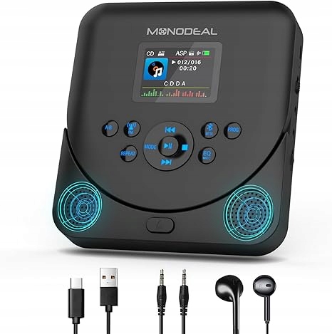 Přenosný CD přehrávač Monodeal MD-707 s Bluetooth a Fm, černý, R3