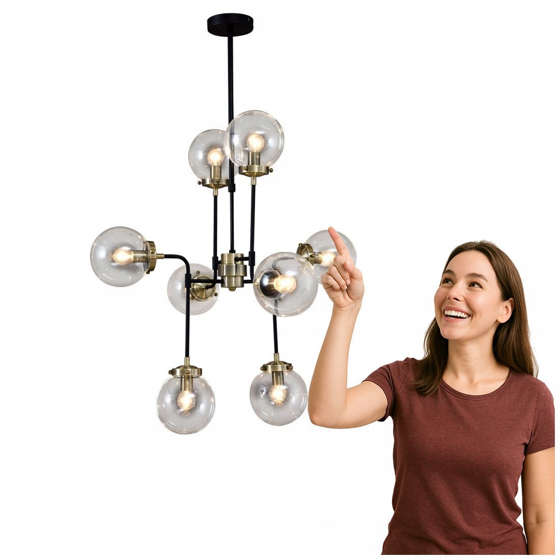 Odelia Závesná lampa 8xE14 Industriálna hnedá Italux
