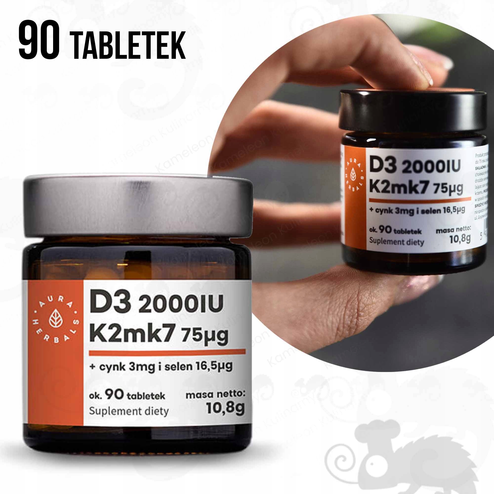 

Witamina D3 2000IU +K2MK7 +cynk +selen 90tabl Aura