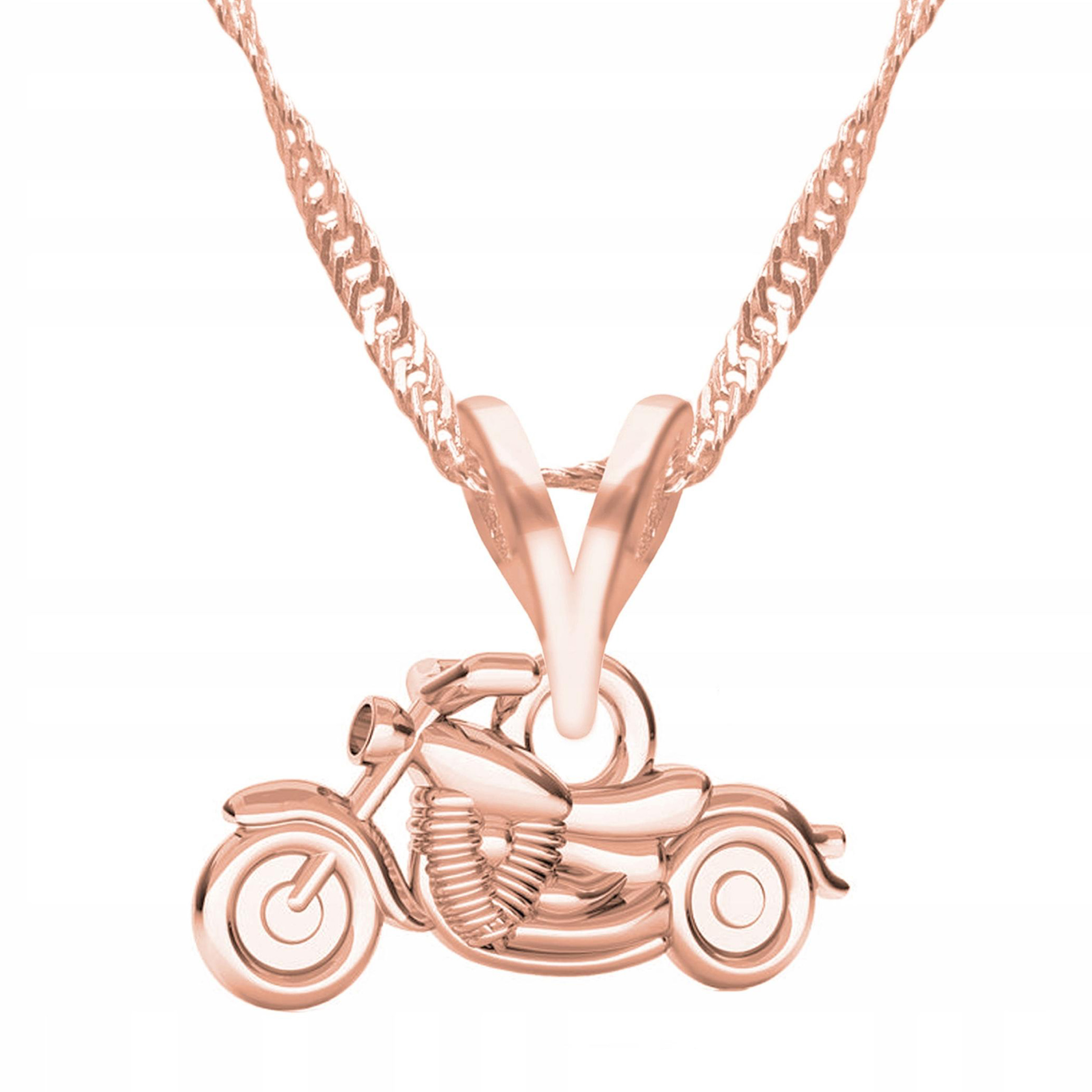 Náhrdelník Pozlacený Motocykl Harley Motorek Motor s Motorem Bike Stříbro 925