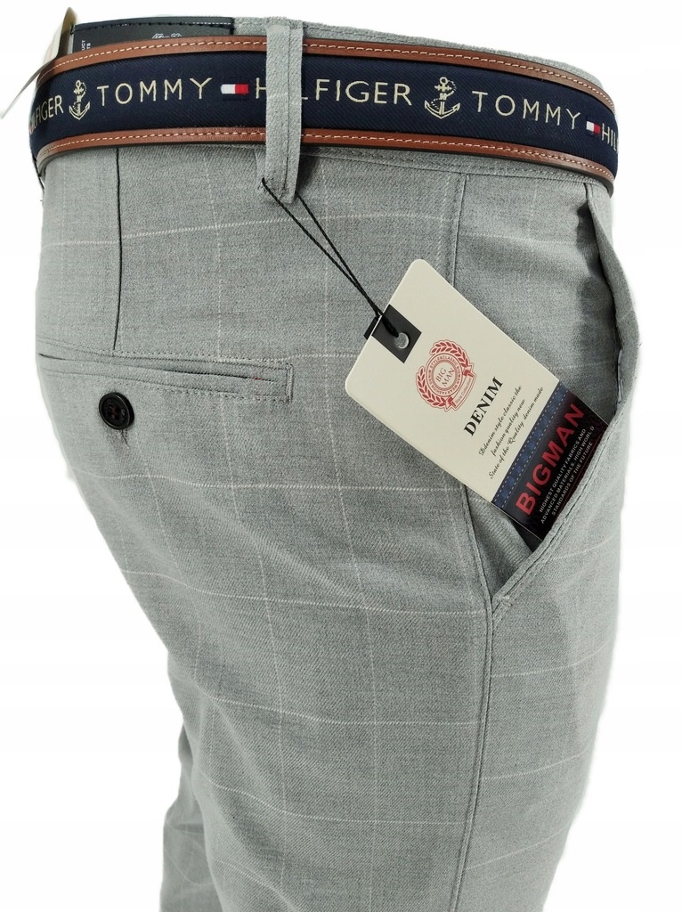 Pánské Kalhoty Elegantní Světlé Kostkované 24C W46, Pas: 122-126 CM