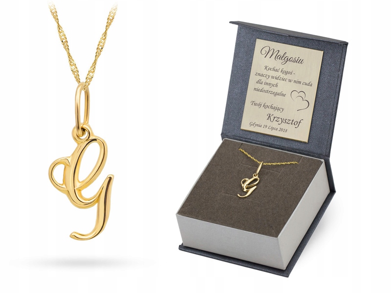 Zlatý Řetízek 585 Přívěsek Písmenko G 38 Cm Gravírování
