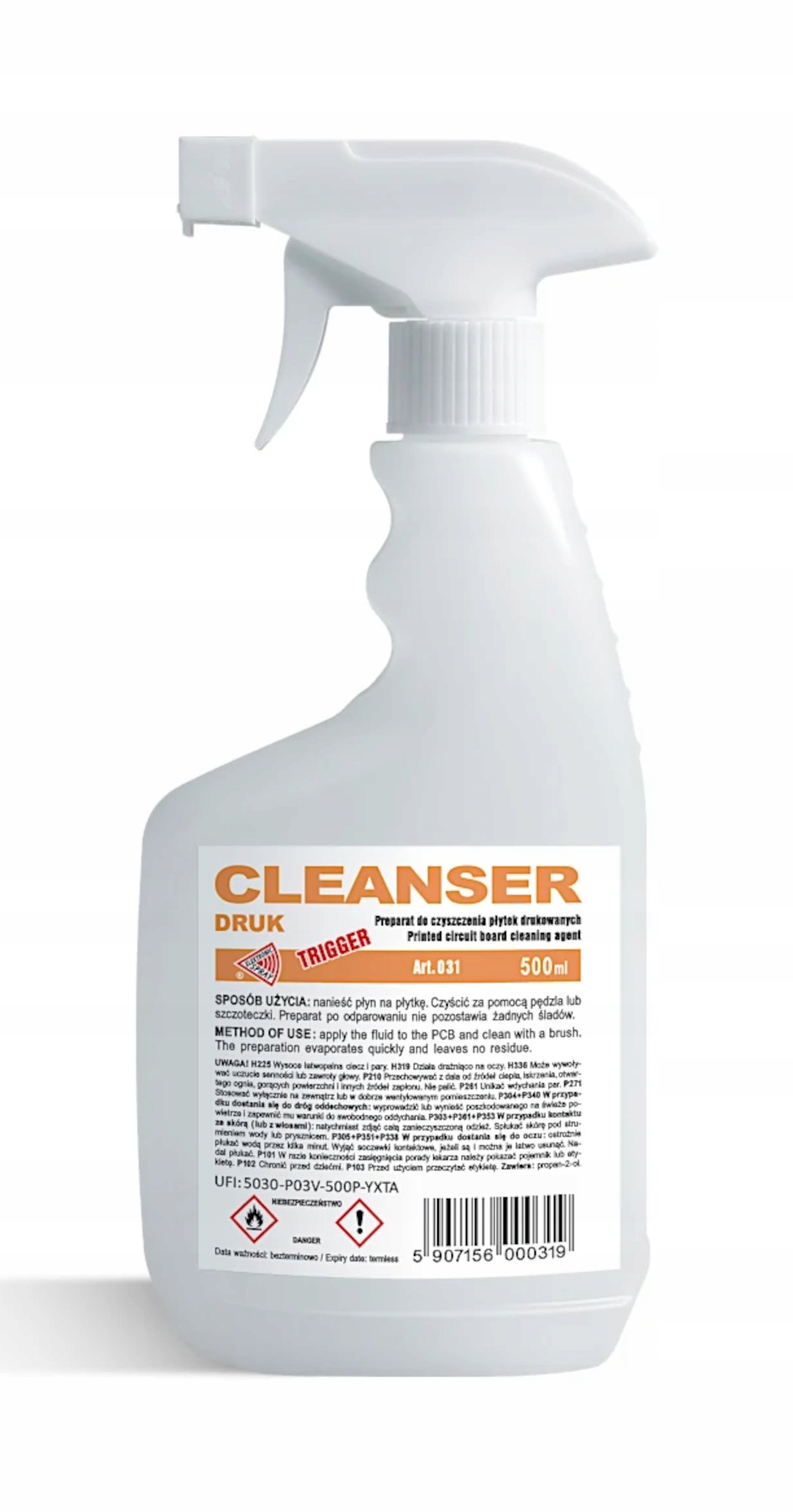 CLEANSER DRUK DO CZYSZCZENIA PCB + TRIGGER SPRYSKIWACZ 500 ml